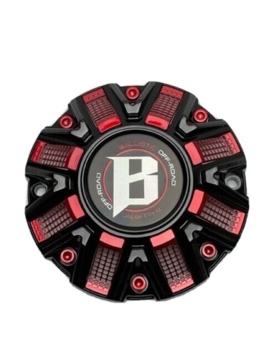 Ballistic Off-Road Gloss Black and Red Wheel Center Cap CAP OR-D2 CAP OR-D - Wheel Center Caps