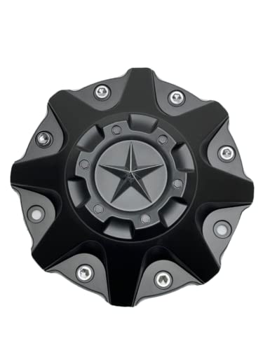 DFD Wheels Matte Black with Chrome Star Wheel Center Cap ER038 - Wheel Center Caps