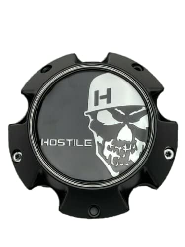 Hostile Special Edition Skull Logo Matte Black Wheel Center Cap C-8016-D - Wheel Center Caps