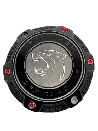 Panther Off-Road Gloss Black Red Rivets Wheel Center Cap OR-VD-PANTHER - Wheel Center Caps