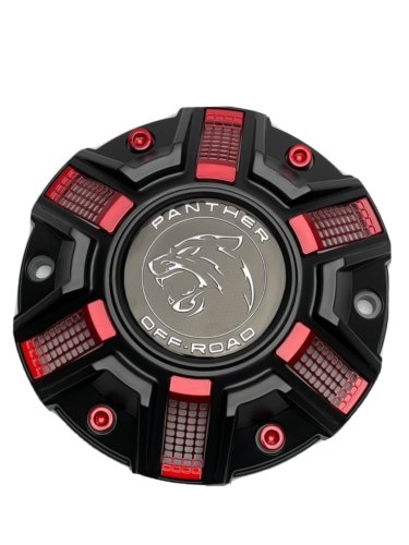 Panther Off-Road Matte Black and Red Wheel Center Cap CAP OR-D - Wheel Center Caps