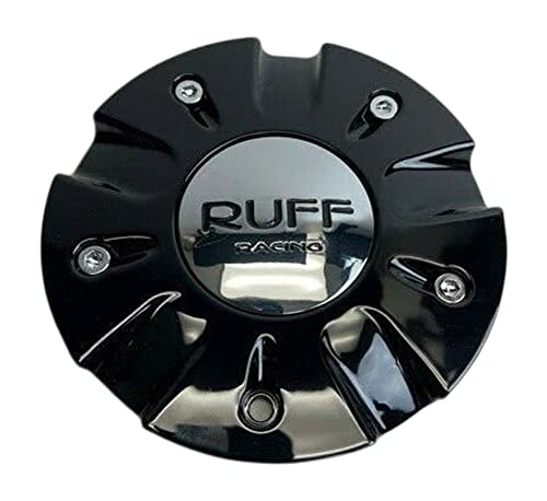 Ruff Racing Gloss Black and Chrome Logo Wheel Center Cap C5079-1-CAP-R935 - wheelcentercaps