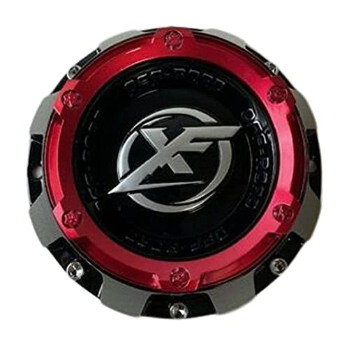 XF OFF-ROAD C-969-4 Gloss Black with Red Top Wheel Center Cap - wheelcentercaps