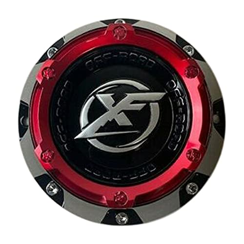 XF OFF-ROAD Gloss Black with Red Top Wheel Center Cap C-969-3 - wheelcentercaps