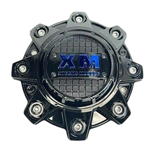 Xtreme Mudder Gloss Black and Blue Logo Wheel Center Cap 8080 - wheelcentercaps