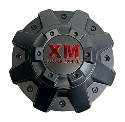 Xtreme Mudder Matte Black Red Logo Wheel Center Cap C-864-1-XG C-5240-1-SG - wheelcentercaps