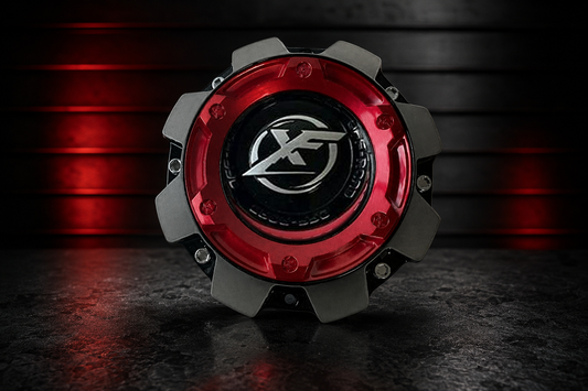 XF OFF-ROAD Gloss Black with Red Top Wheel Center Cap 1444L227H HT005-65 replacement wheel center cap part 1444L227H