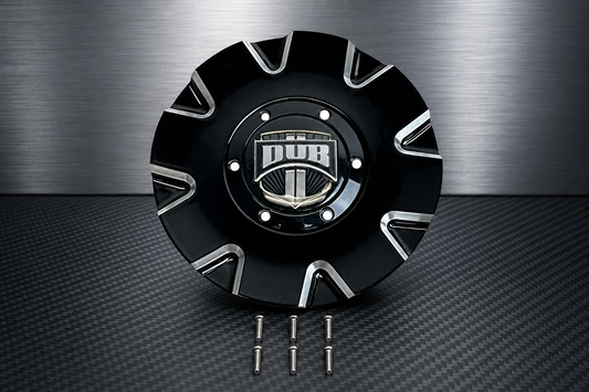 Dub Gloss Black and Milled Wheel Center Cap with Screws Cap 16390-15BME M-860BK01 Cap M-860 replacement wheel center cap part 16390-15BME