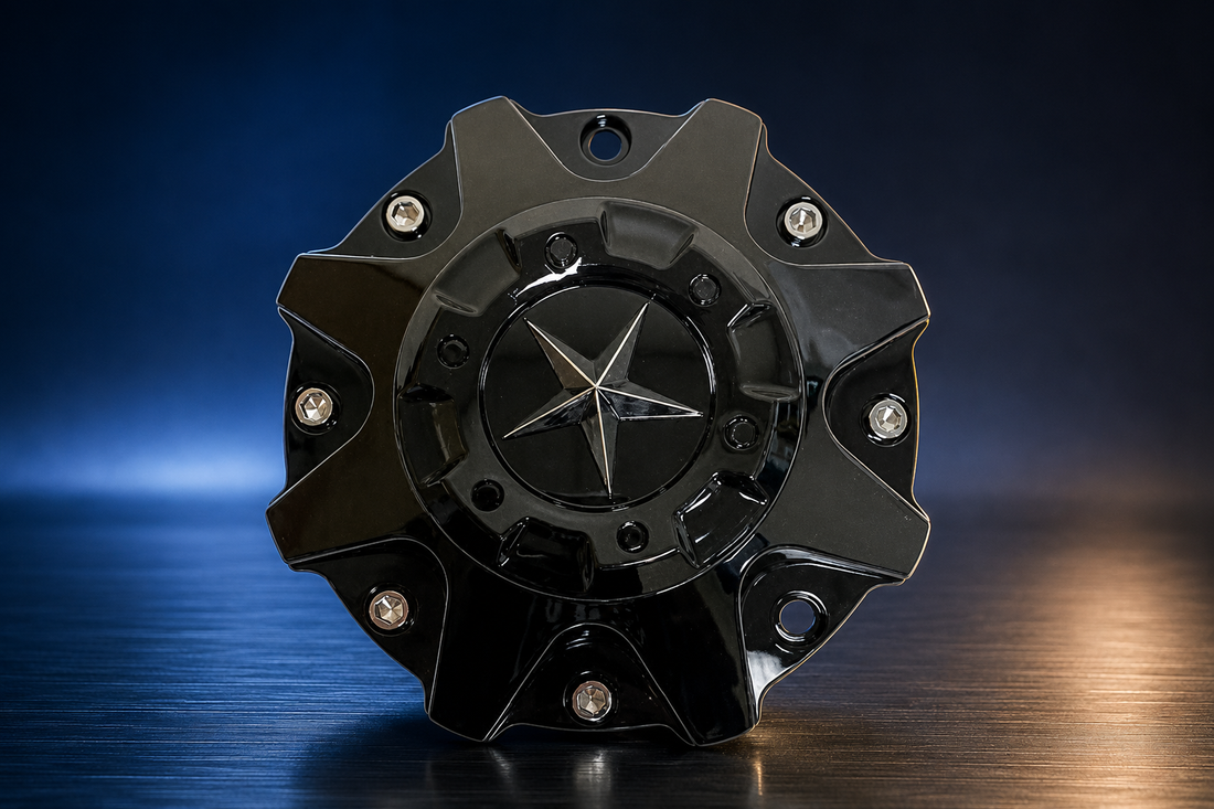 DFD Wheels ER038 Gloss Black with Chrome Star Wheel Center Cap Texas Lone Star replacement wheel center cap part ER038