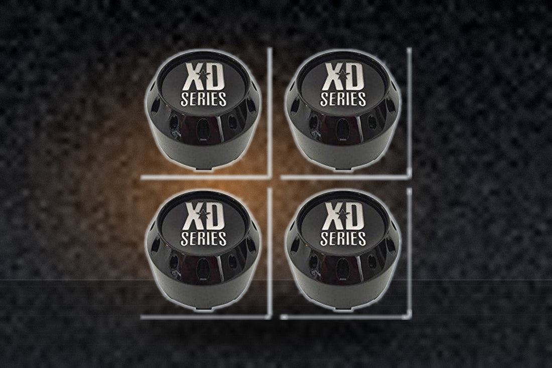 4 Pack KMC XD Series 464K106GB Gloss Black 6 Lug Center Caps replacement wheel center cap part 464K106GB