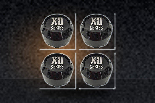 4 Pack KMC XD Series 464K106GB Gloss Black 6 Lug Center Caps replacement wheel center cap part 464K106GB