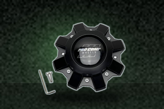 Pro Comp Satin Black Wheel Center Cap with Screws 517256802 CAP5365 CAP5365-U4B replacement wheel center cap part 517256802