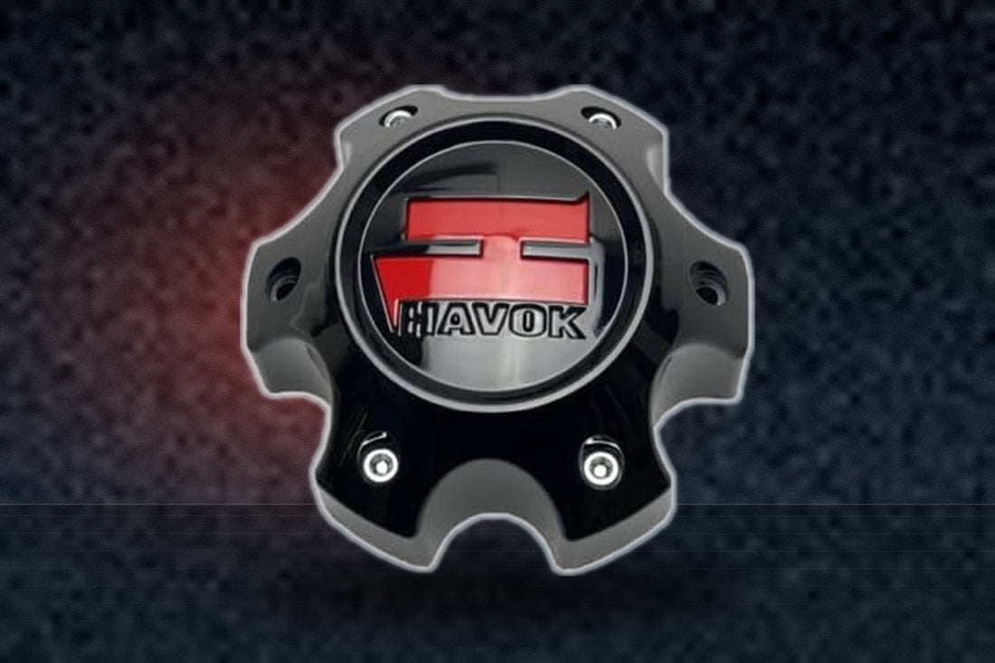 Havok Gloss Black Red Logo Wheel Center Cap CBH06-1P CBH06-1P-1 replacement wheel center cap part CBH06-1P
