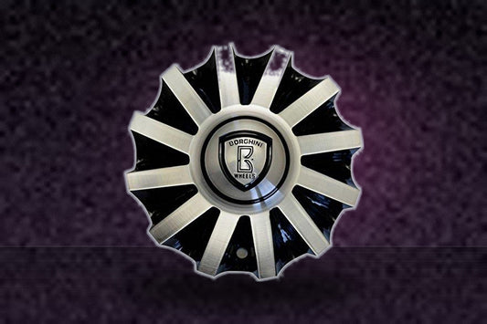 Borghini B19 Center Cap Serial Number CSB19-2A Black and Machined replacement wheel center cap part CSB19-2A