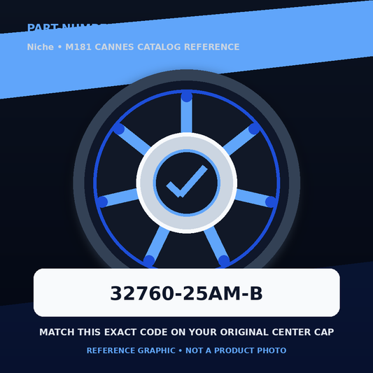 Niche 32760-25AM-B center cap part-number identification reference graphic