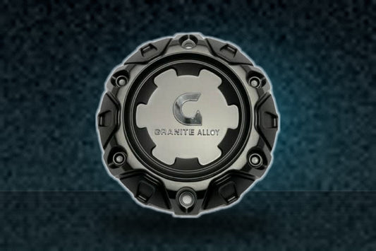 Granite Alloy Satin Black and Gloss Black Logo Wheel Center Cap A89 A89-8956 replacement wheel center cap part A89-8956
