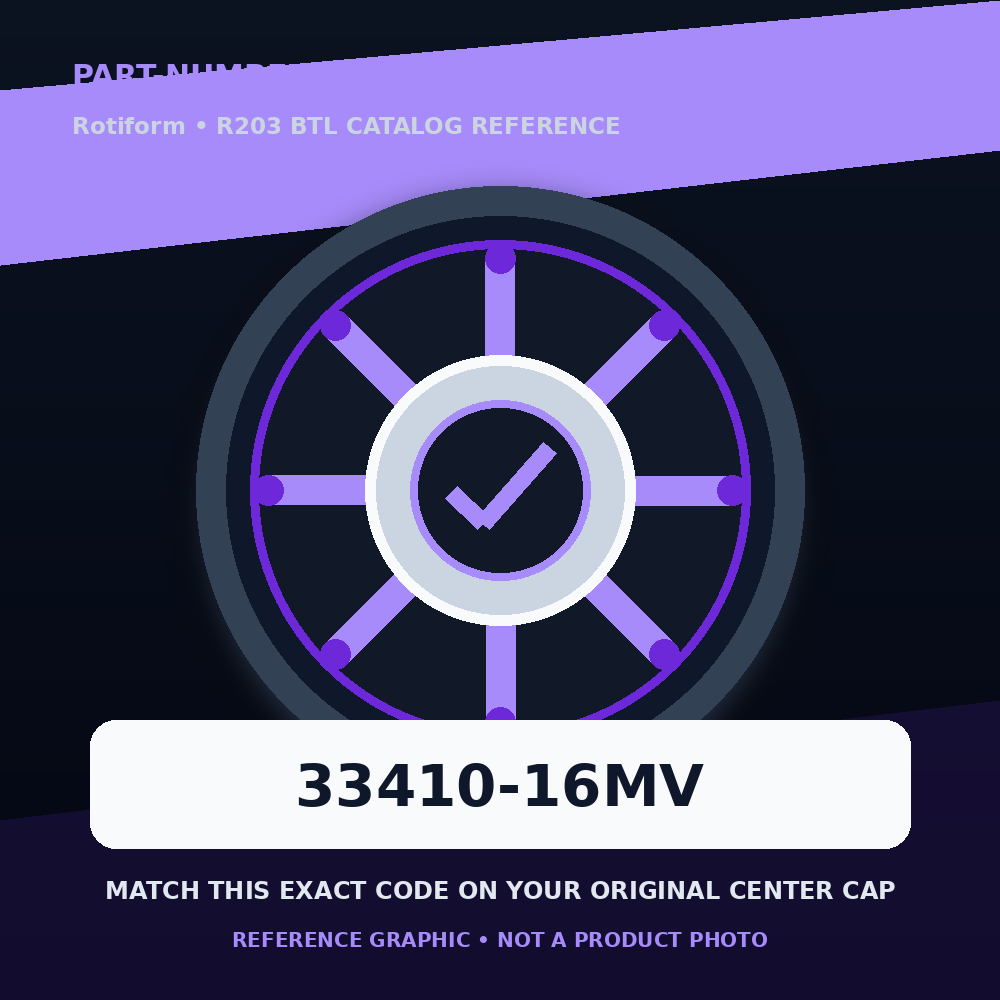 Rotiform 33410-16MV center cap part-number identification reference graphic