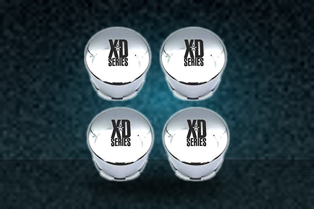 4 Pack KMC XD Series 122 Enduro 8 Lug Chrome Push Thru Center Cap 1001125 1001342 replacement wheel center cap part 1001125