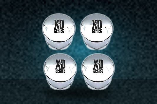 4 Pack KMC XD Series 122 Enduro 8 Lug Chrome Push Thru Center Cap 1001125 1001342 replacement wheel center cap part 1001125