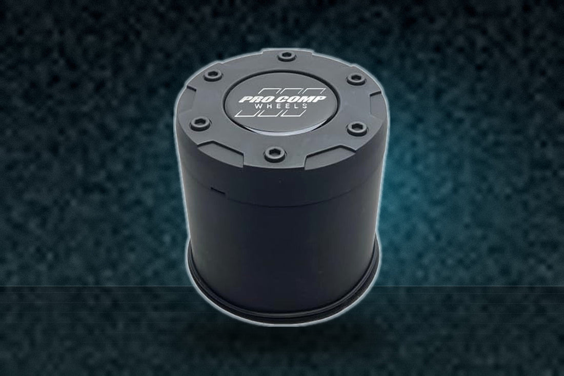 Pro Comp Flat Black Push Thru Wheel Center Cap 8515042 Resin Logo replacement wheel center cap part 8515042