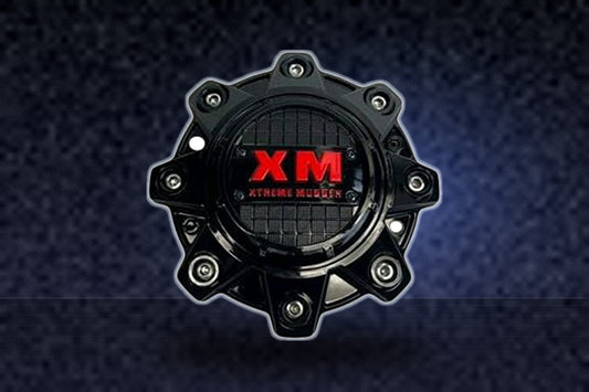 Xtreme Mudder Gloss Black and Red Logo Wheel Center Cap 8080 replacement wheel center cap