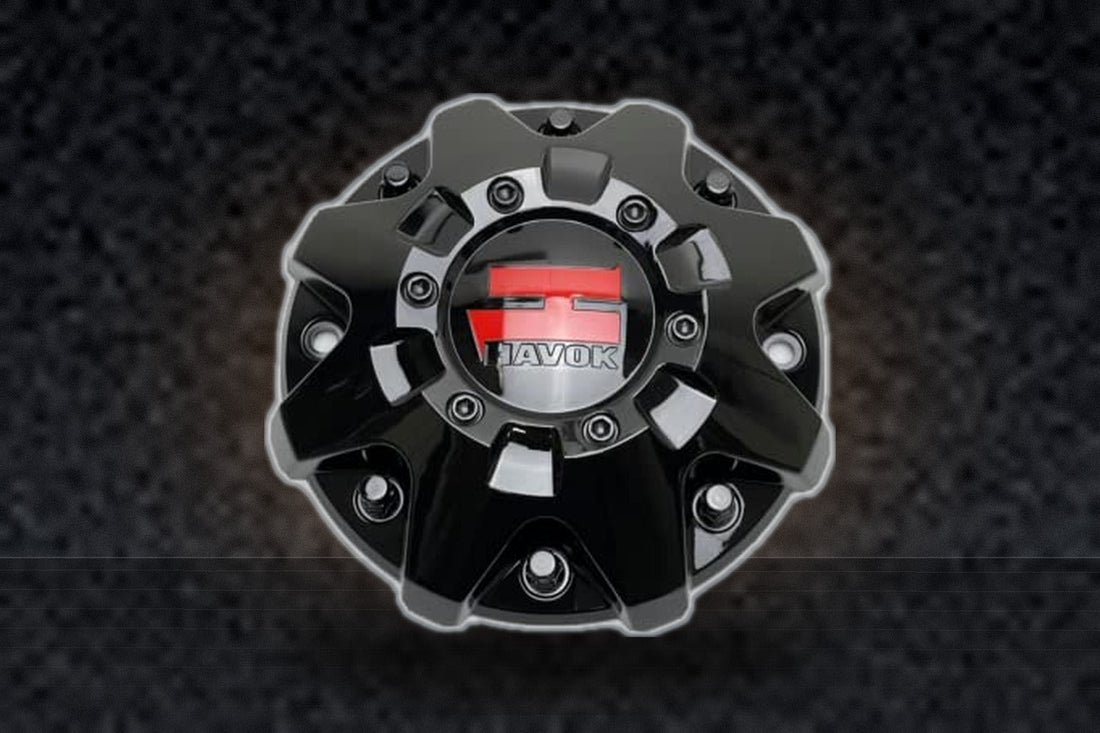 Havok Gloss Black and Red Logo Wheel Center Cap CBH103-A2P SJ1402-03 replacement wheel center cap part CBH103-A2P