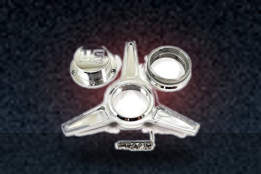 US Mags 1003-84-06H Chrome Center Cap 3 3/8 OD Bolt On Closed End 3 Wing Knock Off replacement wheel center cap part 1003-84-06H
