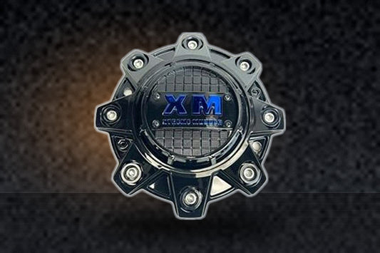 Xtreme Mudder Gloss Black and Blue Logo Wheel Center Cap 8080 replacement wheel center cap