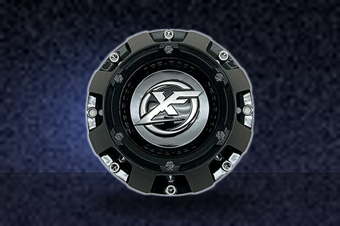 XF OFF-ROAD C-969-4 Gloss Black with Satin Black Overlay Wheel Center Cap replacement wheel center cap part C-969-4