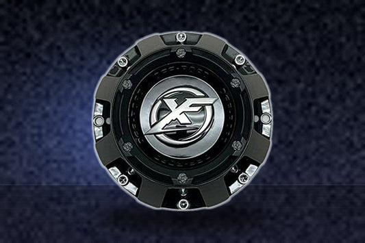 XF OFF-ROAD C-969-4 Gloss Black with Satin Black Overlay Wheel Center Cap replacement wheel center cap part C-969-4