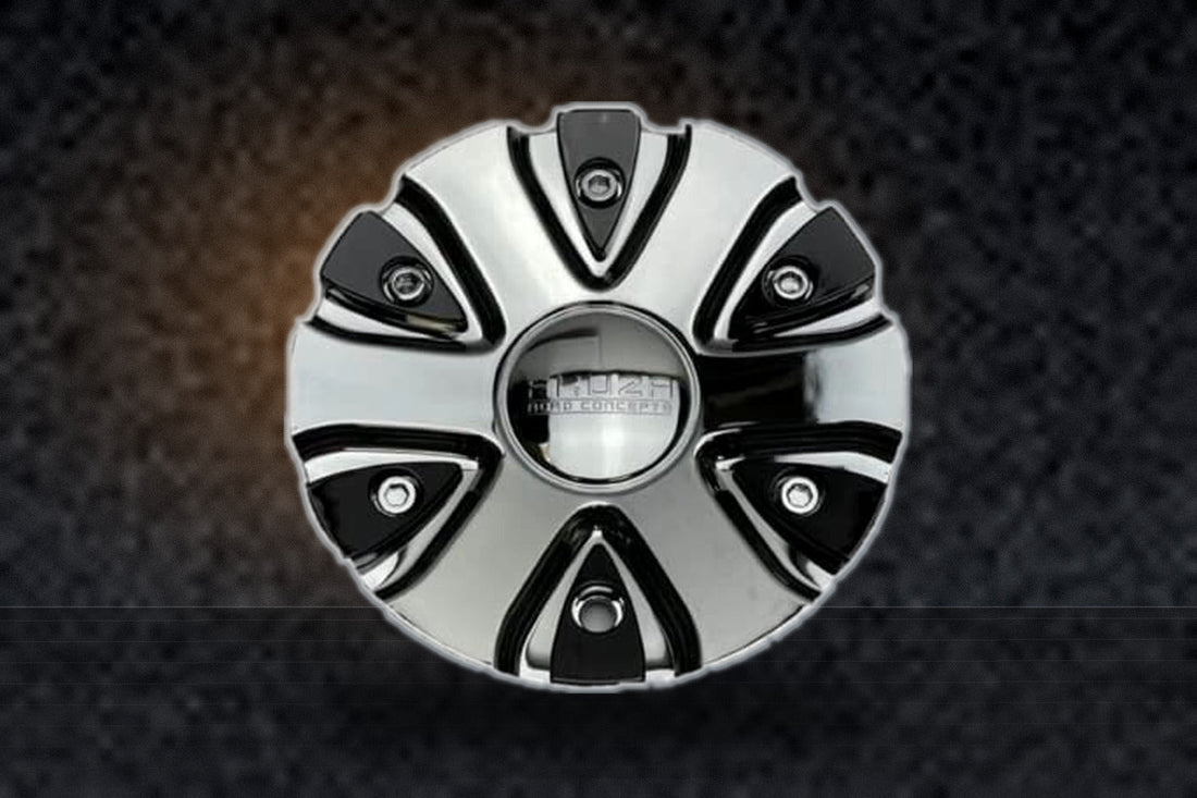 Akuza Big Papi 712 Chrome Gloss Black Inserts Wheel Center Cap EMR0712-TRUCK-CAP replacement center cap logo / insert part EMR0712-TRUCK-CAP