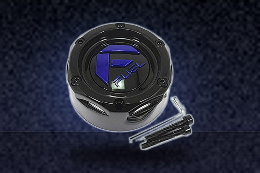 1003-42GBK Fuel Wheel Center Hub Cap Gloss Black/Blue Tint for UTV 4-Lug replacement wheel center cap part 1003-42GBK