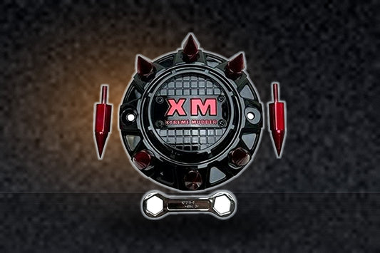 Xtreme Mudder Gloss Black Red Spikes Wheel Center Cap A0101B replacement wheel center cap part A0101B