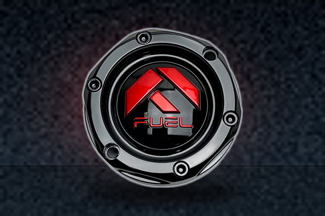Fuel Offroad Wheels 1003-36GBQ Gloss Black and Red UTV Center Cap Anza D557 D558 D583 replacement wheel center cap part 1003-36GBQ