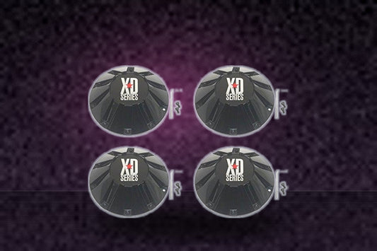 4x KMC XD Series Gloss Black Wheel Center Hub Caps Bolt-On for 8x6.5 8x165.1 5x5 5x127 5x135 XD806 Bomb replacement wheel center cap part XD806