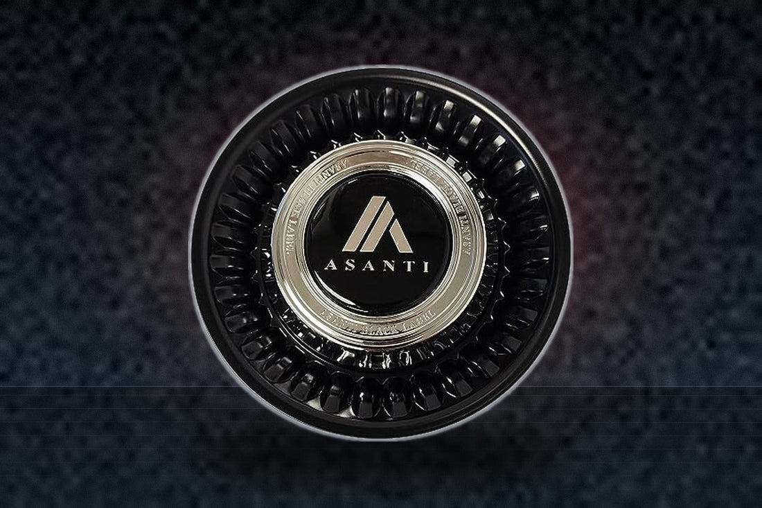 Asanti Black Tiara 1002-74MD Gloss Black and Chrome Center Cap Bolt On replacement wheel center cap part 1002-74MD