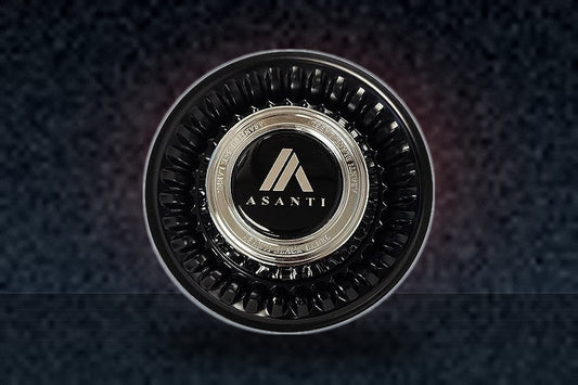 Asanti Black Tiara 1002-74MD Gloss Black and Chrome Center Cap Bolt On replacement wheel center cap part 1002-74MD