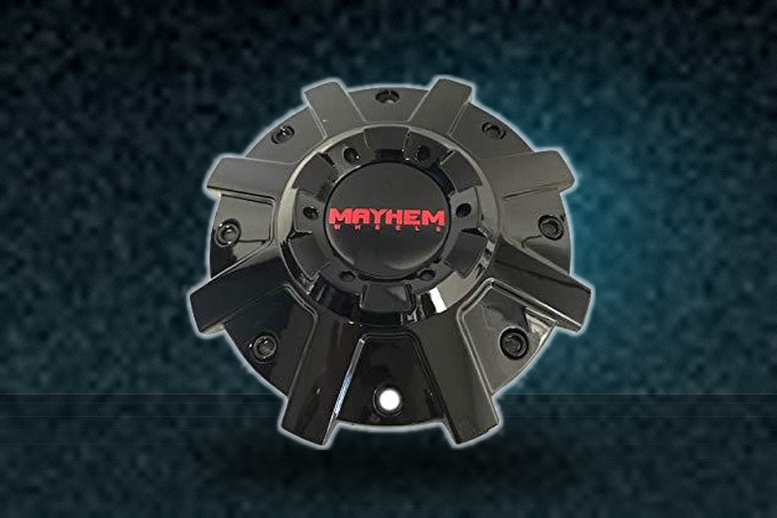 Mayhem Wheels 8104 Arsenal C108104B Gloss Black Cap with Red Logo replacement wheel center cap part C108104B