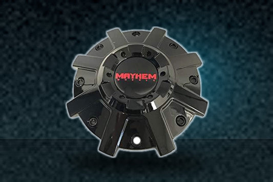 Mayhem Wheels 8104 Arsenal C108104B Gloss Black Cap with Red Logo replacement wheel center cap part C108104B