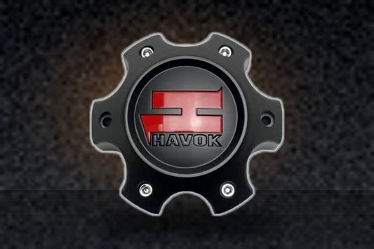 Havok Matte Black Red Logo Wheel Center Cap CBH06-1P CBH06-1P-1 replacement wheel center cap part CBH06-1P