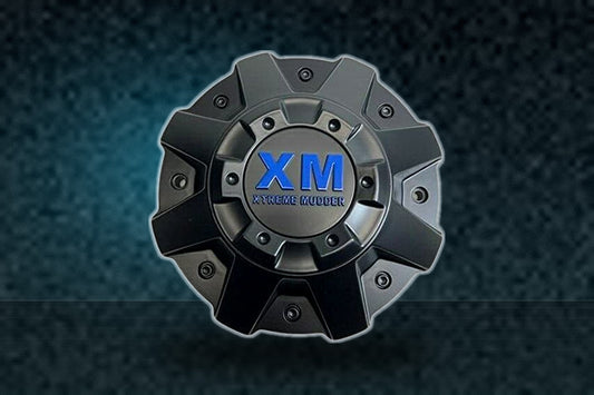 Xtreme Mudder Matte Black and Blue Logo Wheel Center Cap C-864-1-XG C-5240-1-SG replacement wheel center cap part C-864-1-XG