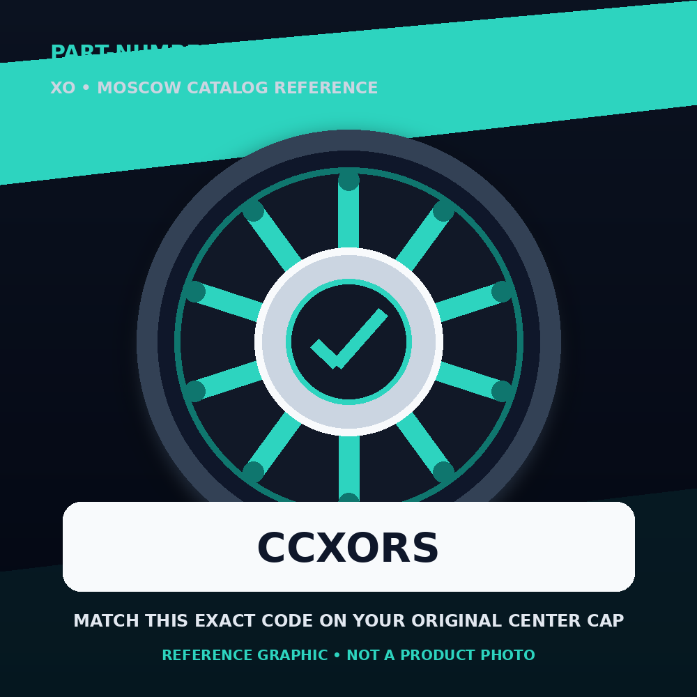 XO CCXORS center cap part-number identification reference graphic