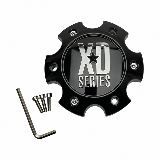 XD 1079L140GB2-H34 gloss black and chrome wheel center cap with hardware