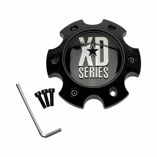 XD 1079L140GBCH-H34 gloss black and chrome wheel center cap with hardware