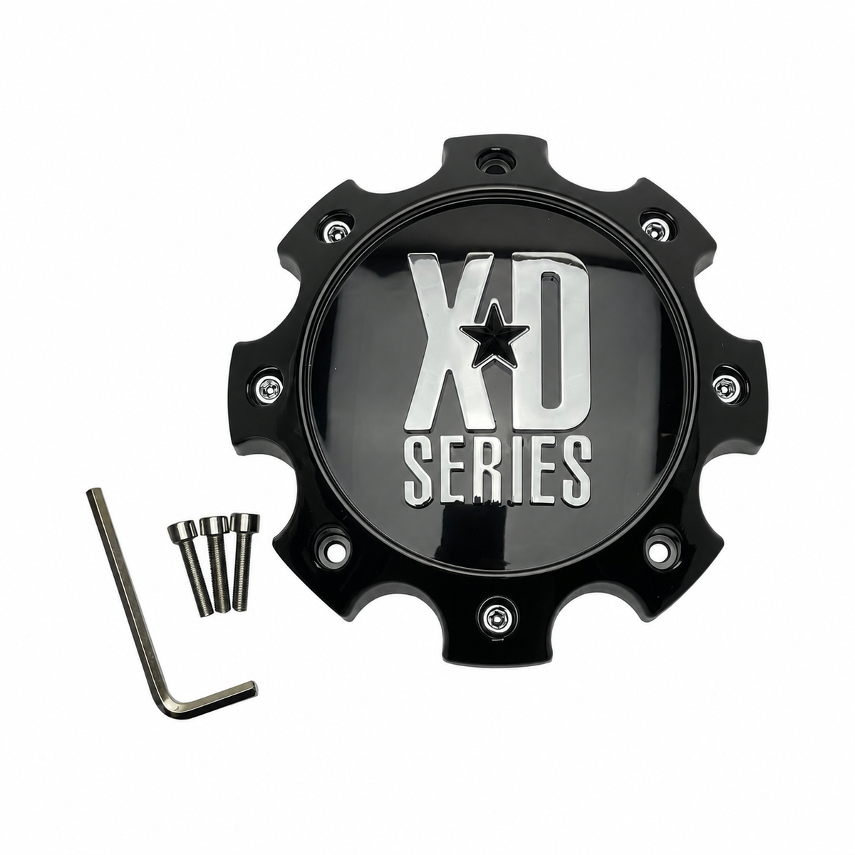 XD 1079L170GB2-H42 gloss black and chrome wheel center cap with hardware