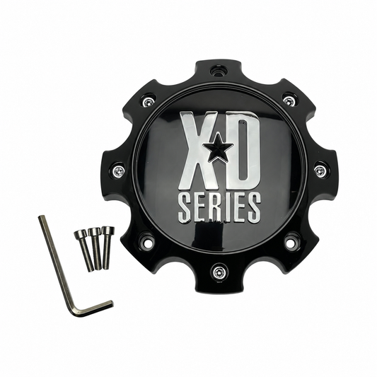 XD 1079L170GB2-H42 gloss black and chrome wheel center cap with hardware
