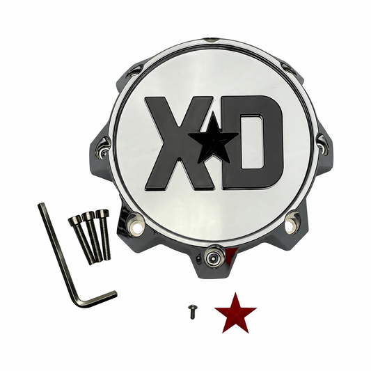 XD T167L1708C1-H63 chrome and gloss black wheel center cap with hardware