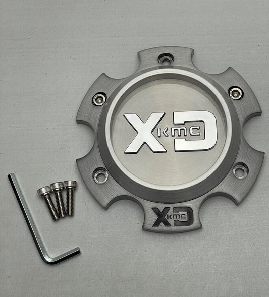 XD XD844L1456TB-H30 gray and chrome bolt-on wheel center cap with screws and hex key