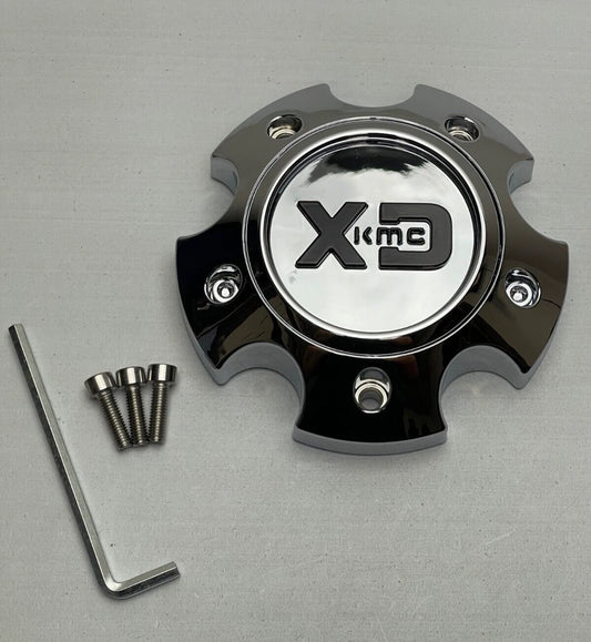 XD S057L120CH1-H34 chrome two-piece wheel center cap with screws and hex key