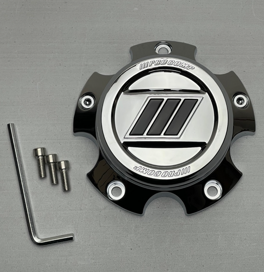 Pro Comp Alloys PACAP001PXB5127SX Gloss Black / Chrome Bolt-On Wheel Center Cap – 5x5
